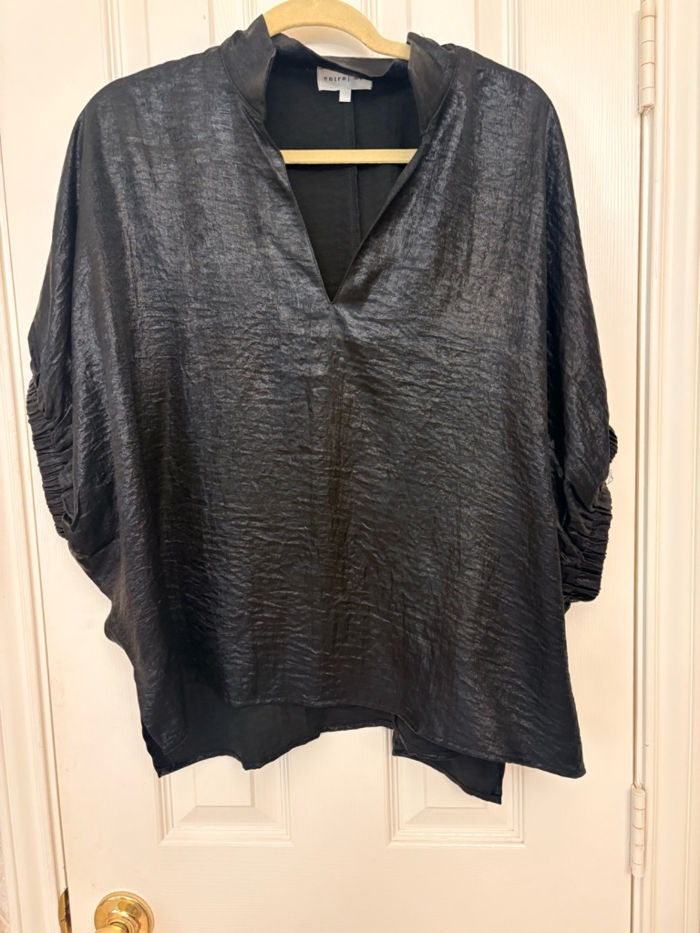entro Black Shimmery V-Neck Dolman Tunic